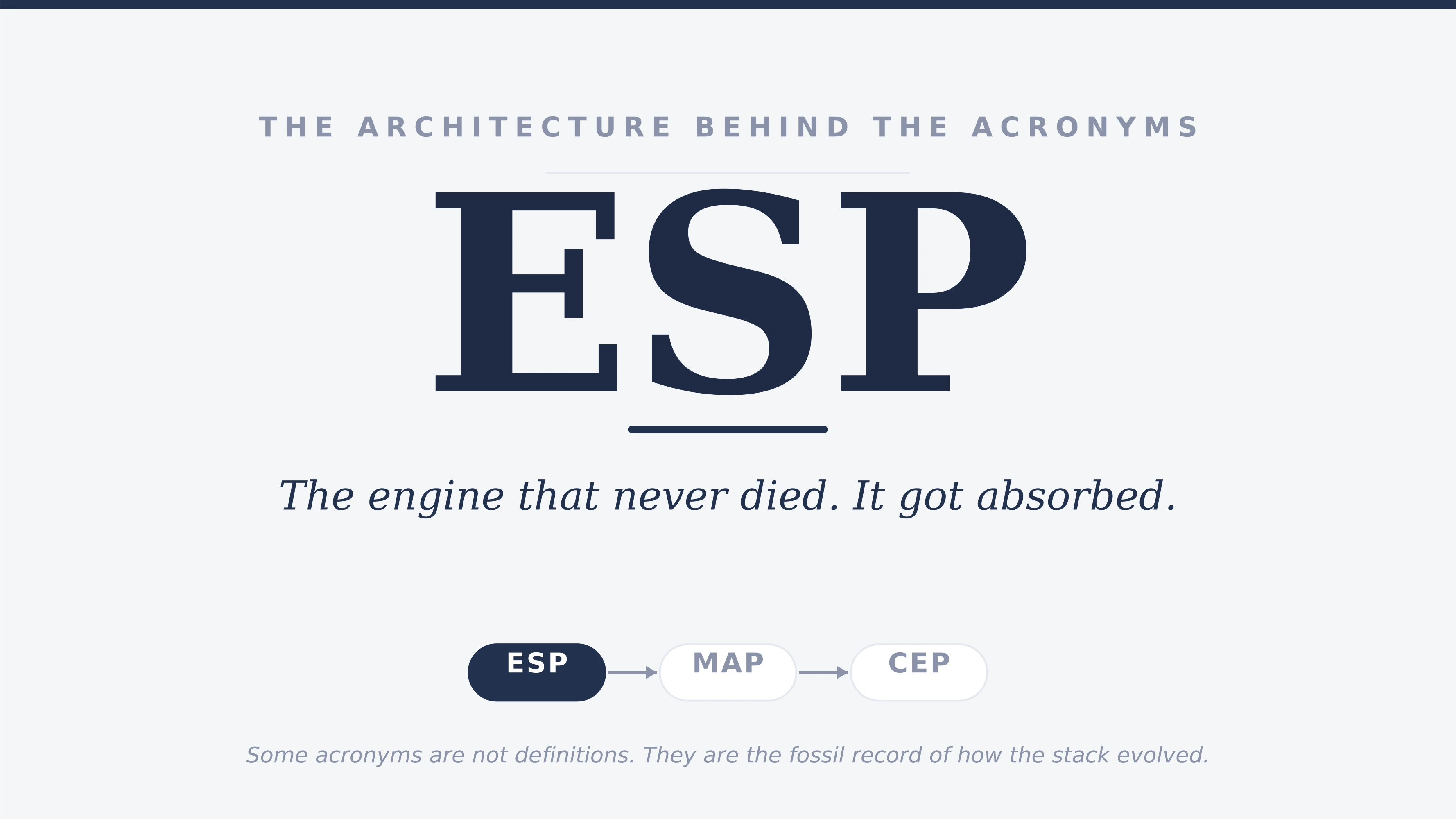 The Architecture Behind the Acronyms (ESP): The Engine That Never Died, It Got Absorbed