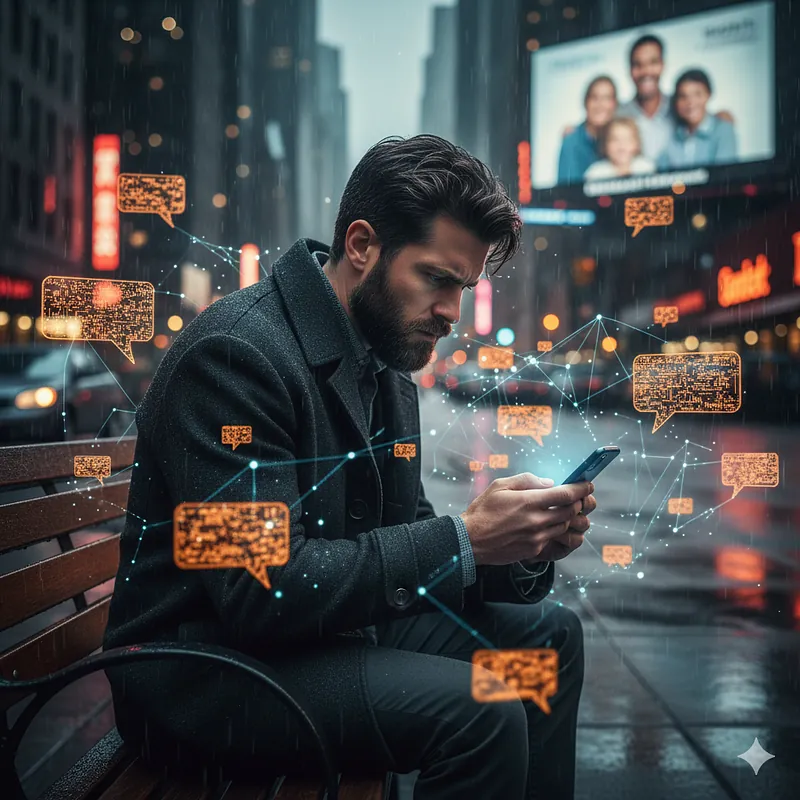 A frustrated customer overwhelmed by messages with the wrong messages at the wrong times